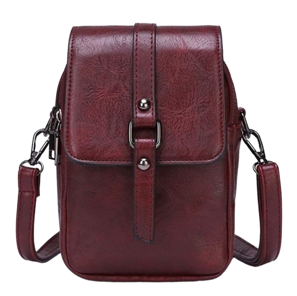 Burgundy Cell Messenger Crossbody Bag - Picture 1 of 9